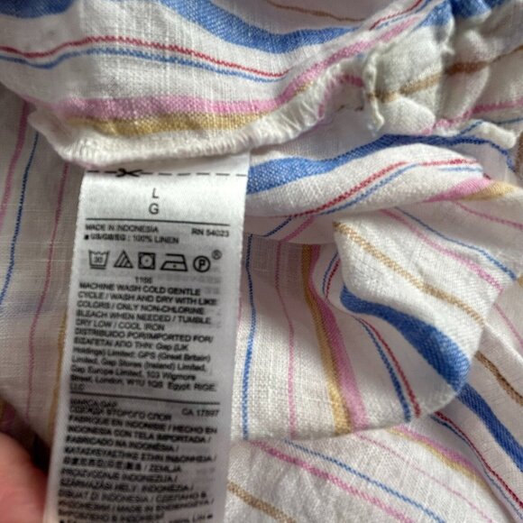 GAP Women's Striped Pattern Long Sleeve Collared Casual Blouse Multicolor Large - Picture 4 of 7
